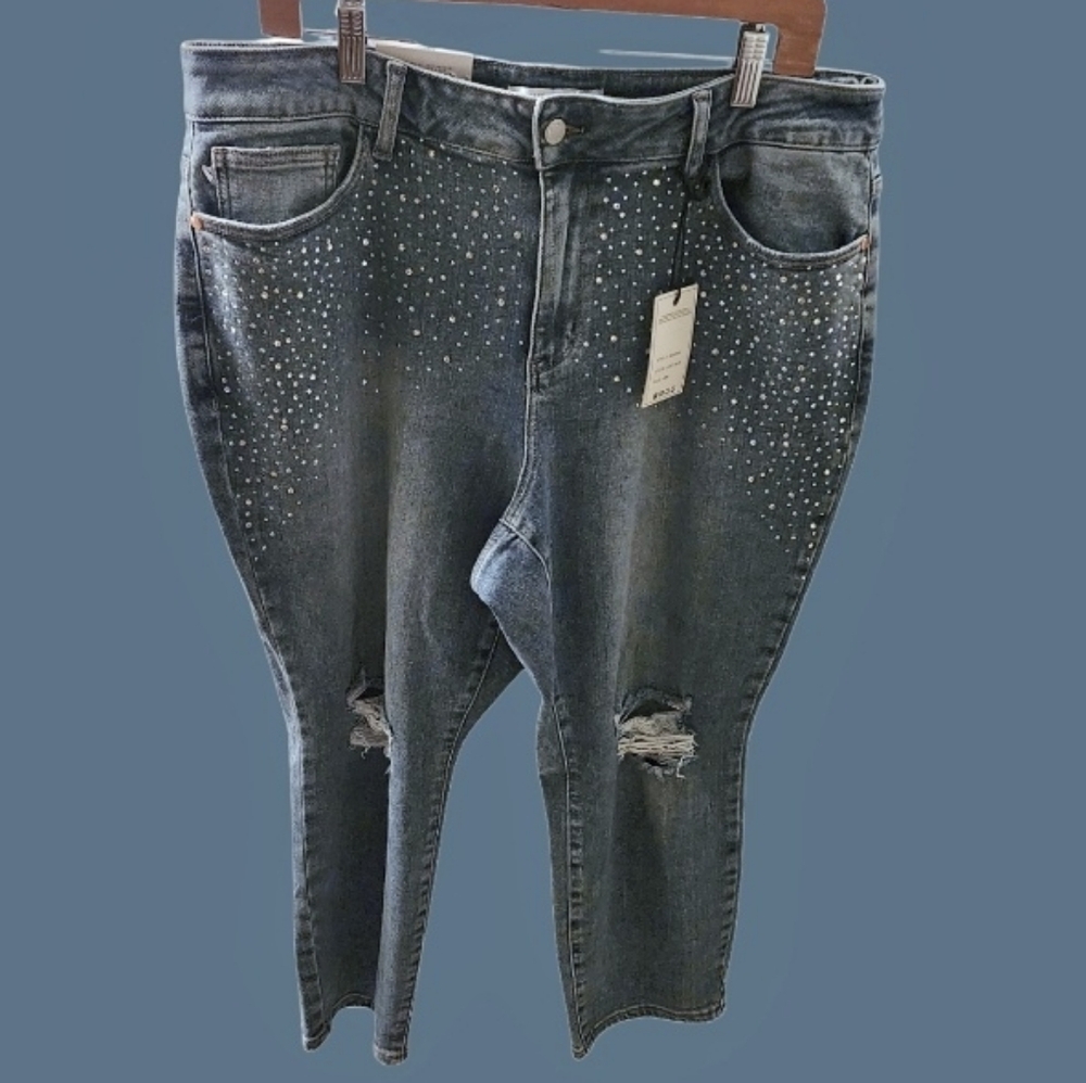 Judy Blue Studded Straight Leg Denim Jeans